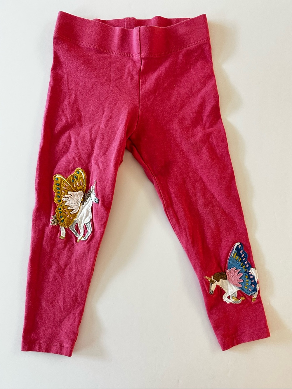 Mini Boden Toddler Pink Leggings with Unicorn Appliqués 100% Cotton